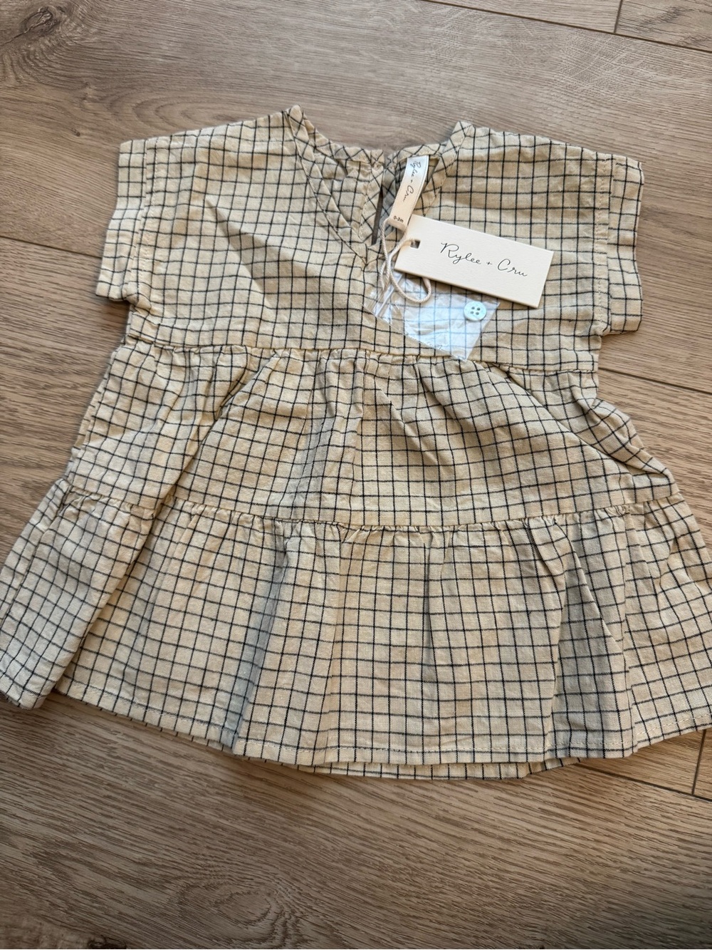 Rylee + Cru grid Vienna dress 0-3month NWT